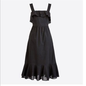 J. Crew Black Midi Ruffle Sun Dress
